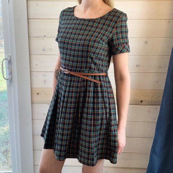 EUC Iska London| US 8 | Green, Orange, Black | Plaid Dress - Picture 1 of 10